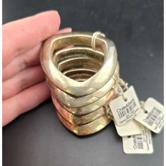 Set Of 5 Crate & Barrel Silver Tapered Shapes Napkin Rings - Made In India - Picture 3 of 4